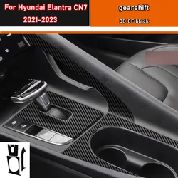 Car Interior Sticker Gear Box Protective Film For Hyundai Elantra CN7 2021-2023 Car Gear Panel Sticker Carbon Fiber Black