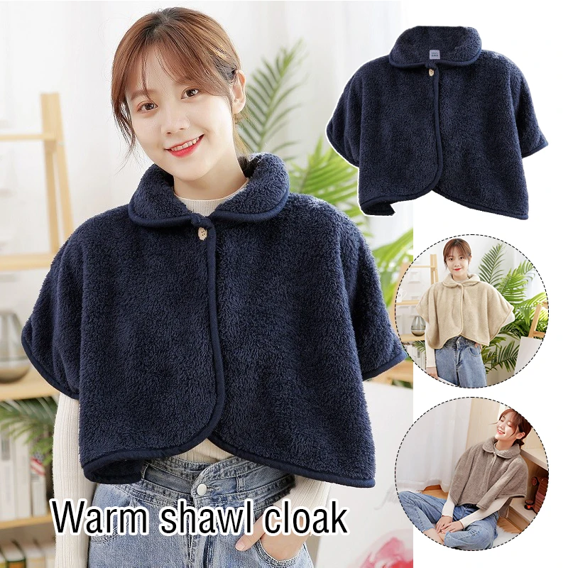 Women Faux Fur Fluffy Shawl Winter Warm Poncho  Imitation Fur Cloak Cape Winter Warm Wool Cashmere Jacket Cover Up Cloak