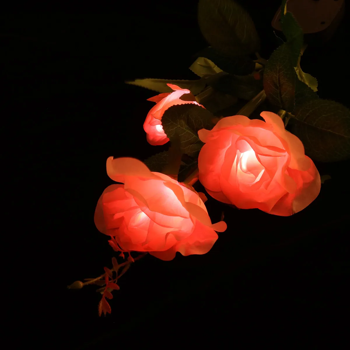 Solar LED Rose Flower Lights 3 Head Outdoor Garden Lawn Pathway Decor for Wedding Party Holiday