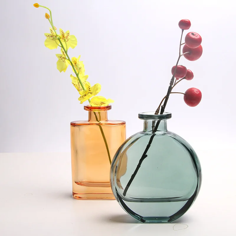 Withered  Nordic Creative Mini Glass Vase Craft Decoration Desktop Transparent Flower Arrangement Small Flower Vase Living Room