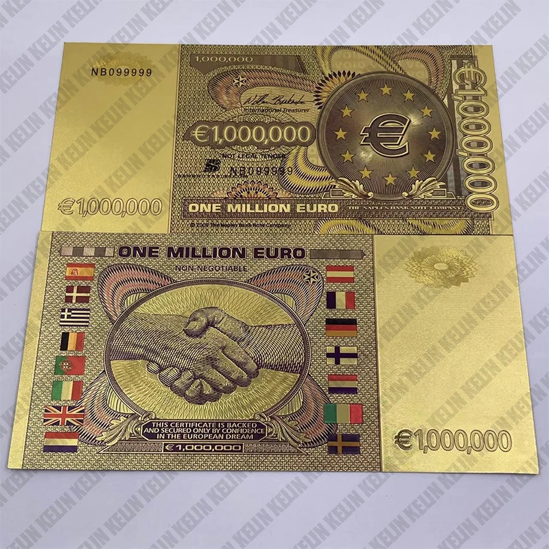 Beautiful Colored European Banknote Currency 5 10 20 50 100 500 1000 Milliion Euro Gold Banknotes for Business Gifts Collection