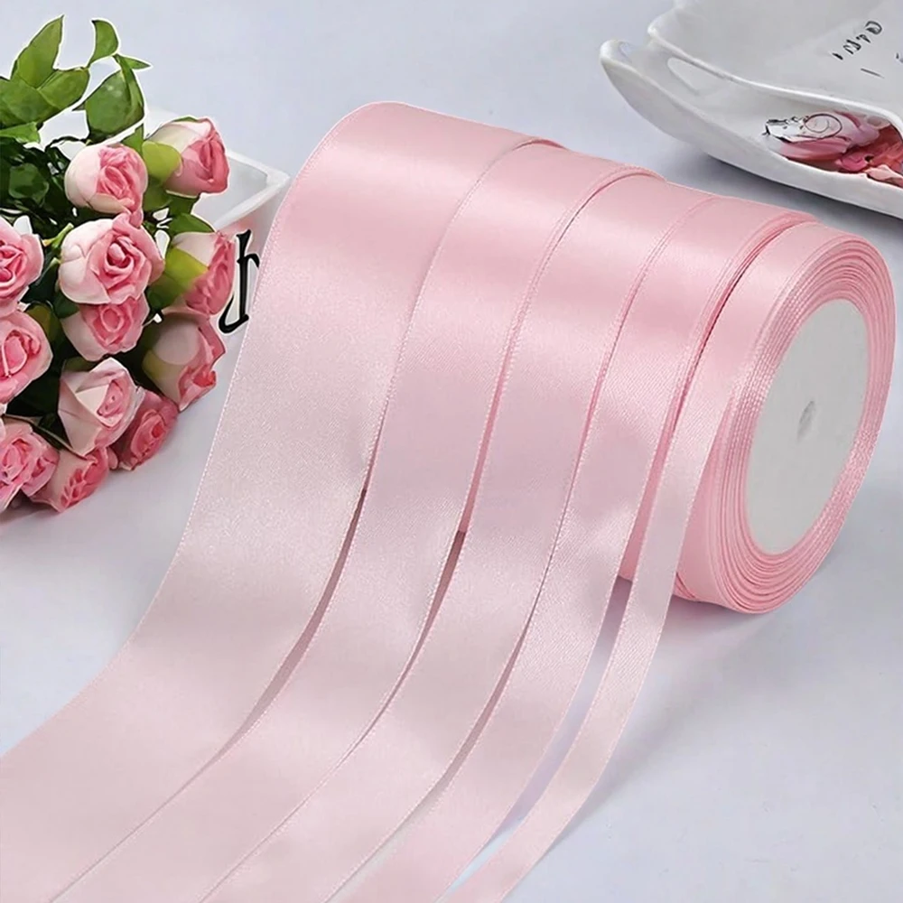 6–50 mm rosa Band, 25 Yards/Rolle, Hochzeitsbänder, Geburtstagsdekoration, Geschenkverpackungsband für Geschenkverpackungen, Blumenstrauß-Dekoration, DIY