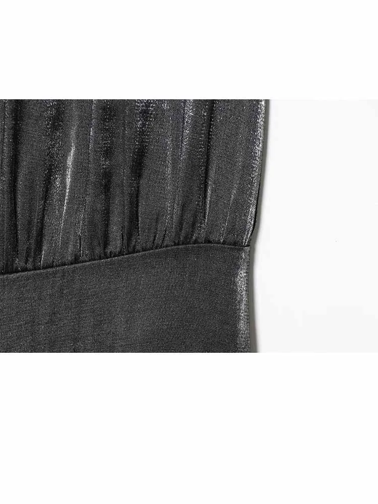 

HH Woman Summer Trend Fashion Halter Collar Pleated Decoration Backless Sleeveless Zipper Puffy Jumpsuit Female Casual Jumpsuit