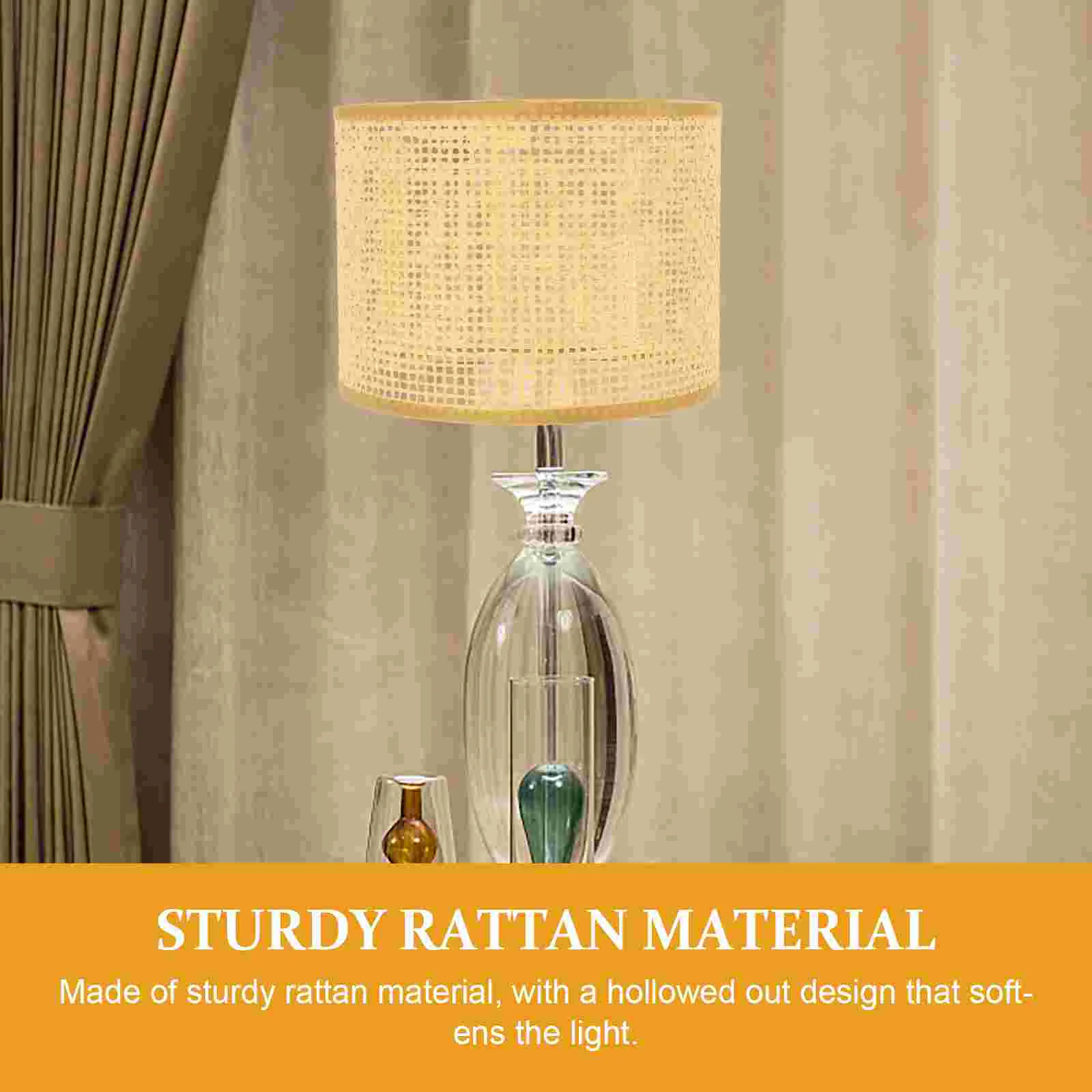 Rattan Lampshade Small Chandelier Lamp Shade Handwoven Light Shade Drum Lampshade Country Cottage Lamp Cover Replacement Light