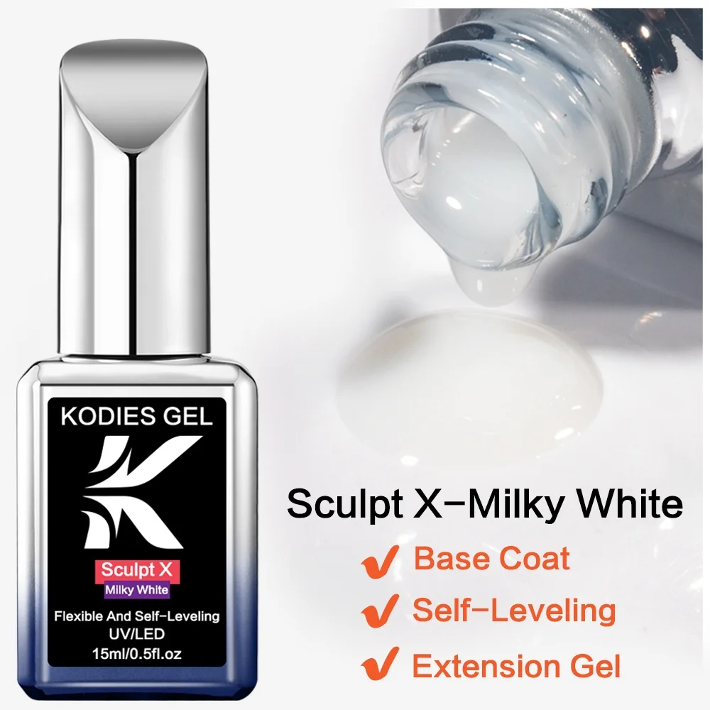 كوديس جل منشئ جل الأظافر في زجاجة حليبي أبيض نحت الأشعة فوق البنفسجية طلاء الأظافر تمديد مانيكير هلام اللون البناء Gellak الفن