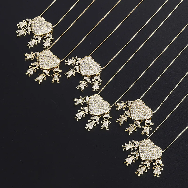 

Ожерелья в европейском и американском стиле для женщин, креативные подвески с микроинкрустацией цирконами для мальчиков и девочек, элегантные в форме сердца.