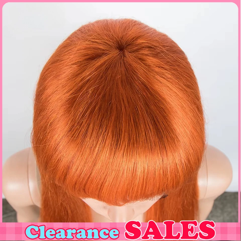 بيرو شعر طبيعي مفرود الباروكات مع الانفجارات الزنجبيل البرتقالي 100% طويل ريمي خصلات الشعر المستعار الإنسان لاول مرة كامل آلة صنع شعر مستعار للنساء