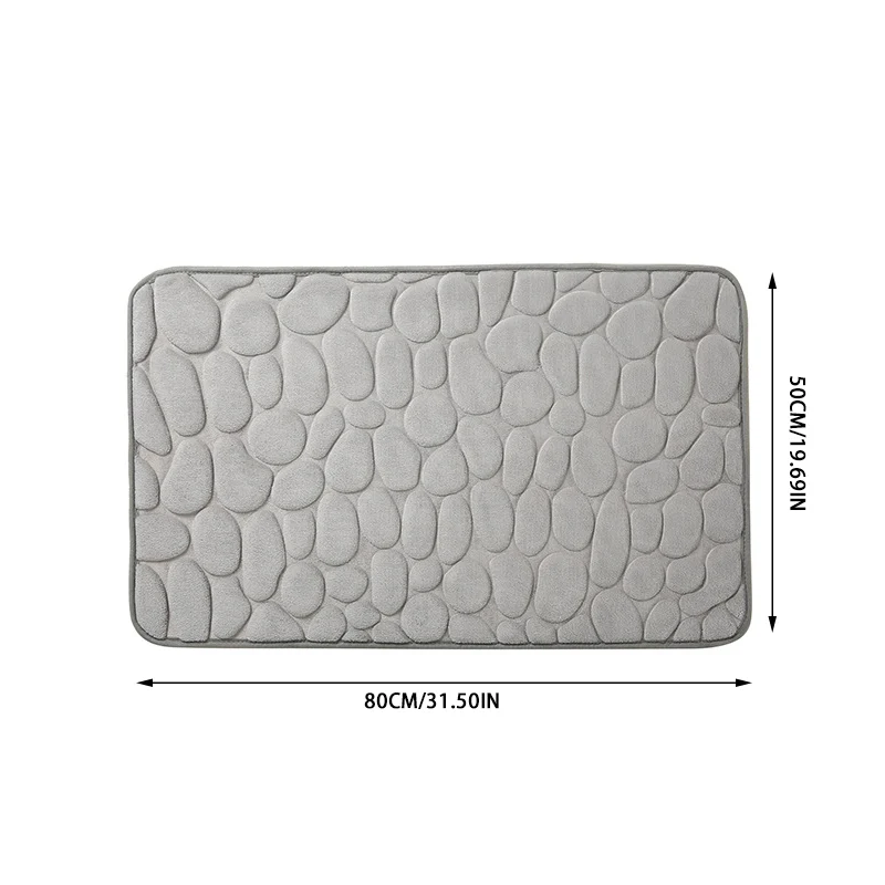 1 Embossed Pebble Bath Rug, Memory Foam Absorbent Floor Mat, Non-Slip Door Rug, Indoor Floor Mat, Bathroom Accessories