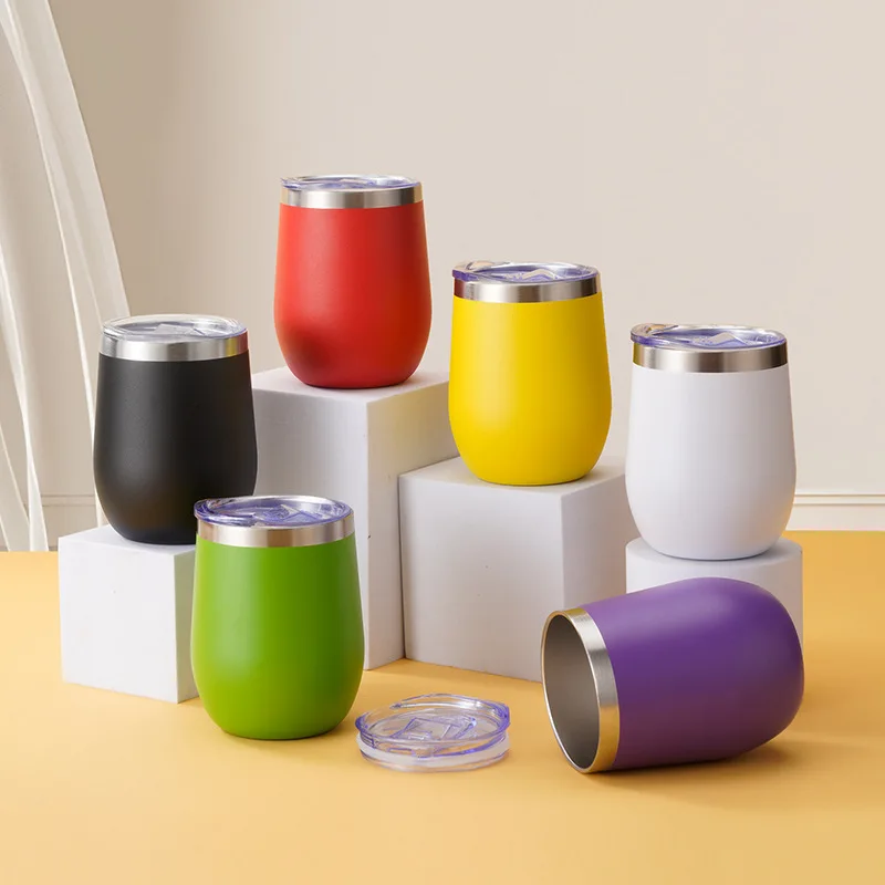 360ML Stainless Steel Thermos Bottle 12oz Double Wall Vacuum Insulated Cup Eggshell Cup for Coffee Tea Office Home Travel