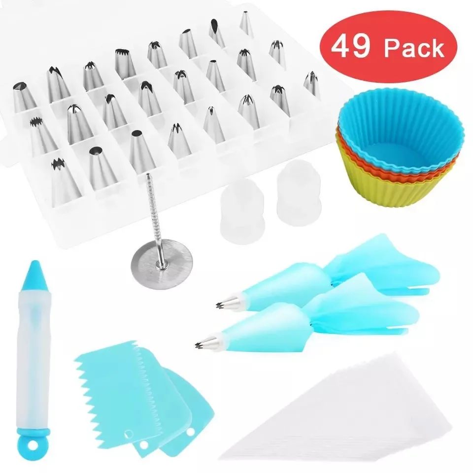 

49Pcs/Set Russian Icing Piping Nozzles Stainless Steel Flower Cream Pastry Tips Nozzles Bag Cupcake Cake Decorating Tools