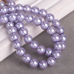 Round 6mm 8mm Light Purple Pearl Coated Glass Loose Spacer Beads Wholesale For Jewelry Making DIY Bracelet Crafts Findings