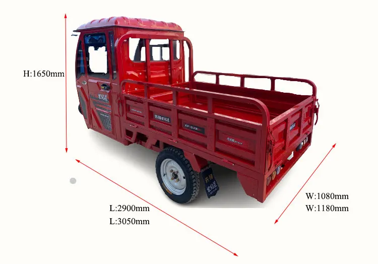 Factory sales 3 wheel electric  cargo tricycle with full closed cabin used for transport cargo