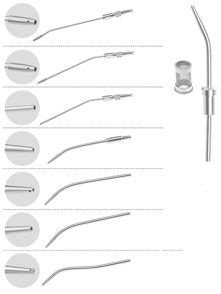 1pc Dental Aspirator Stainless Steel Ferguson Frazier Suction Tube 2mm/3mm/4mm/5mm Implant Surgical Tool Oral Weak Straw Tubes