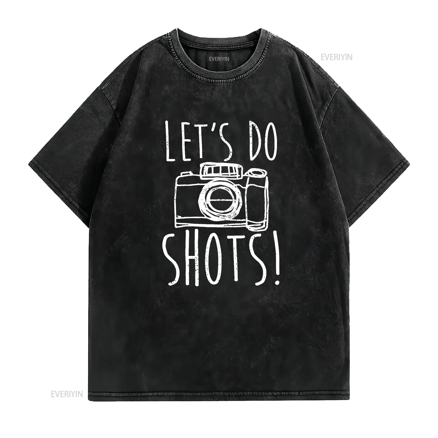 Photography T Shirt Let s Do Shots Funny Camera Photographer vintage Washed Versatile Casual Stretched Soft Breathable Slightly