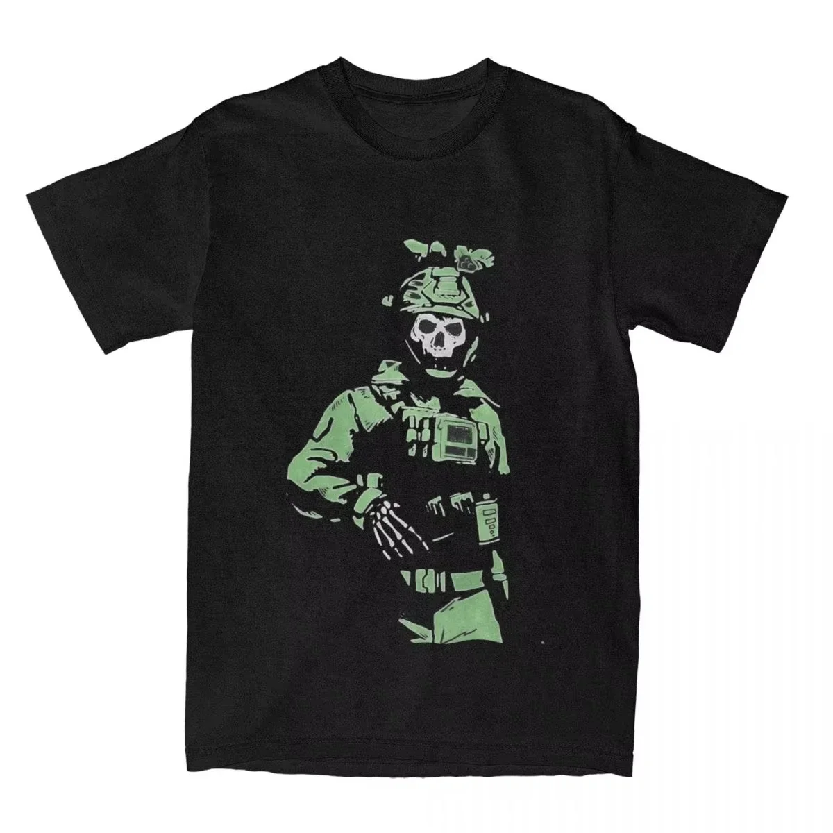 

Camiseta Call of Duty Ghost MW2, ropa para hombre y mujer, Top de manga corta con cuello redondo, ropa de calle de moda