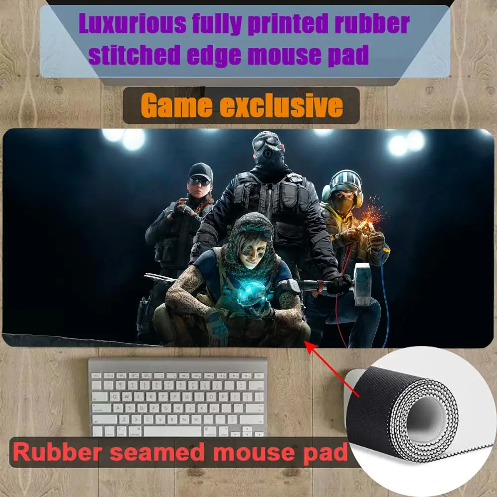 R-rainbow six-X Mouse Pad Gamer Gaming Rubber Seamed Mouse Pad Accessories Desk Keyboard Pad Computer Laptop