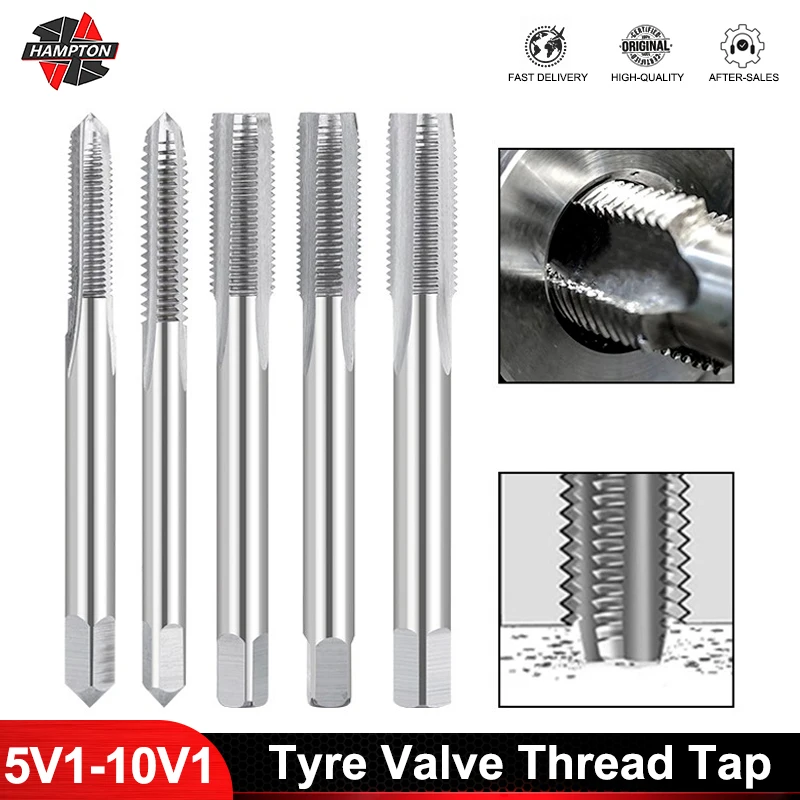 

HAMPTON Tyre Valve Thread Tap 5V1 5V2 8V1 8V2 10V1 Right Cutting Straight Fluted Taps Screw Thread Tap Hand Tools