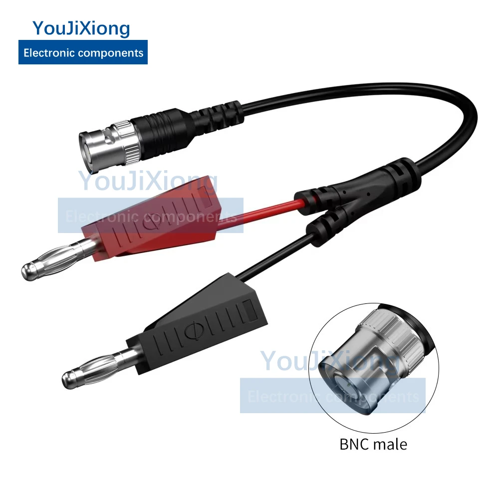 100CM BNC Male Plug To Stackable 4MM Banana Plug Low Loss Coaxial Cable Test Lead Connector for Oscilloscopes