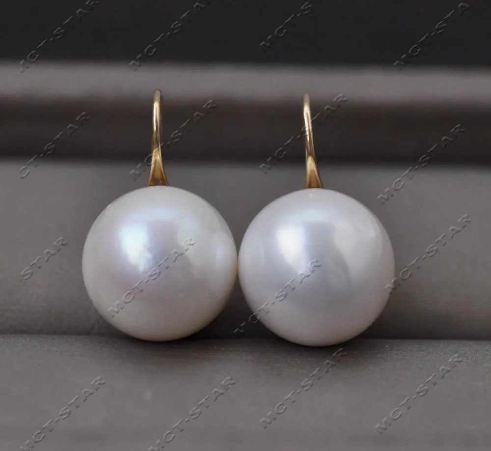 MTC·STAR  Z13299 A++ 14mm White Round Keshi Edison Pearl 14k Solid Gold High-heel Earring Custom Jewelry view 5
