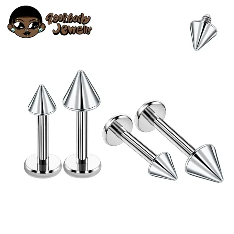 10pcs Implant Grade F136 Titanium Gothic Spike Labret Tragus Helix Bar Lip Bar Rings Stud Cartilage Ear Piercings Body Jewelry