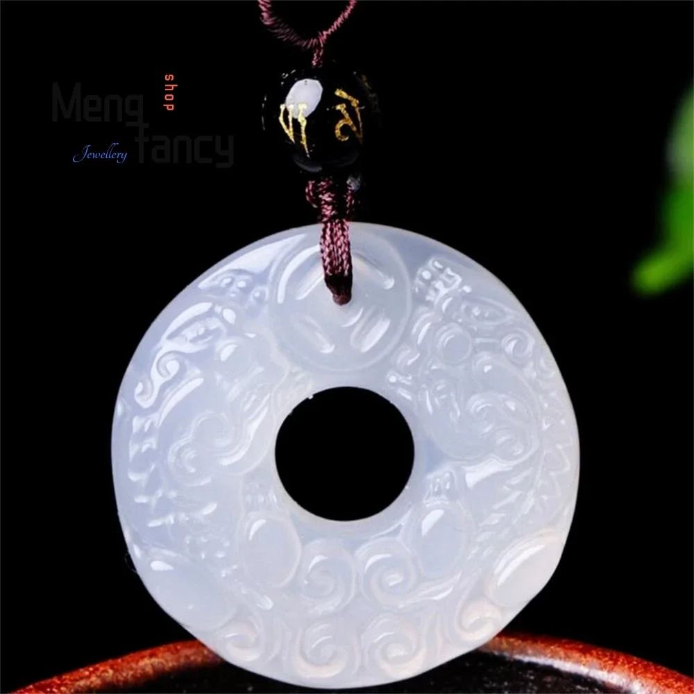 Natural Agate Chalcedony Multicoloured PI Xiu Safe Buckle Pendant Exquisite Fashion Luxury Jewelry Men Women Mascots Handicraft