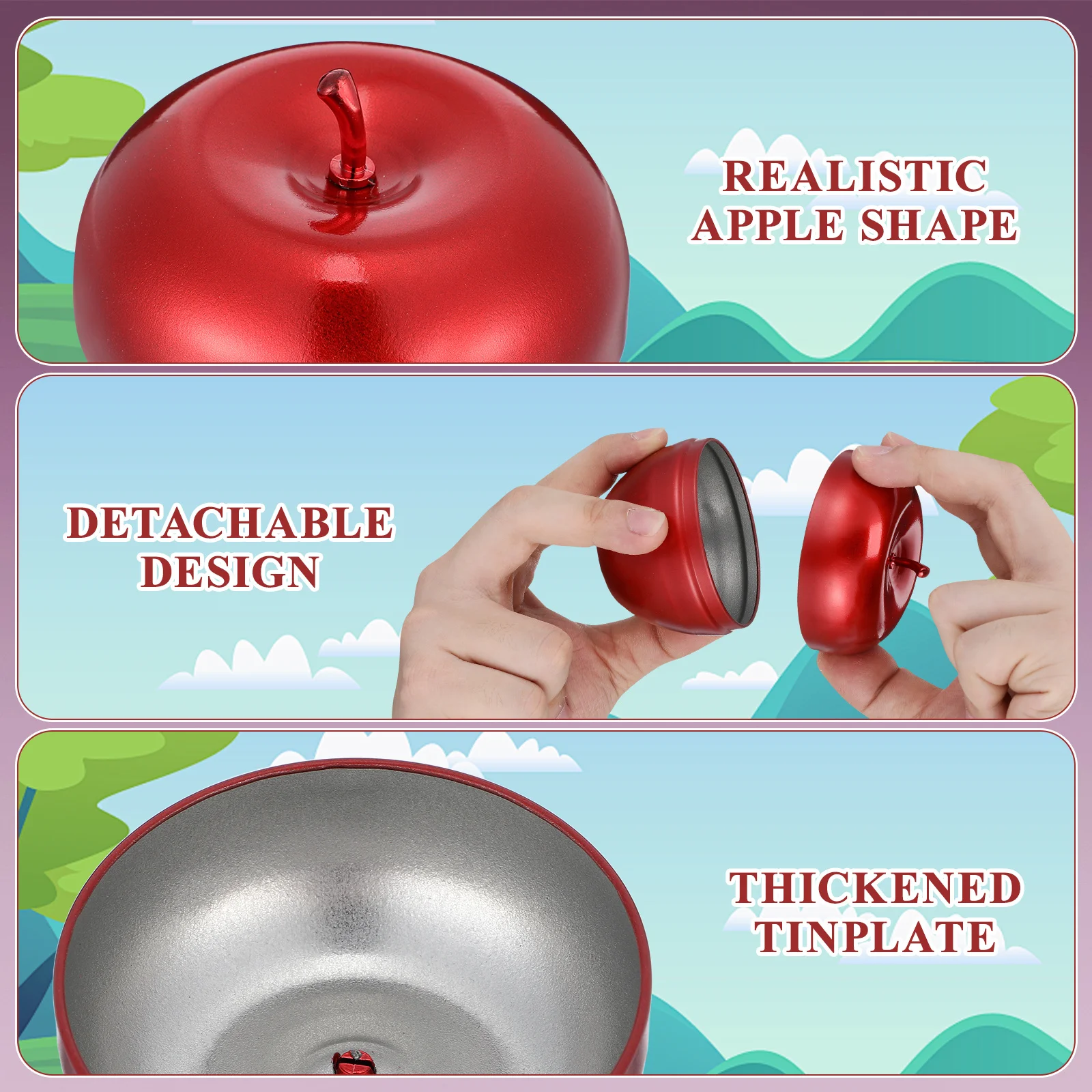 4Pcs Apple Shape Candy Gift Jars Sealed Canisters Multi-Function Tea Storage Container Christmas Tea Jar Multi-Function Canister