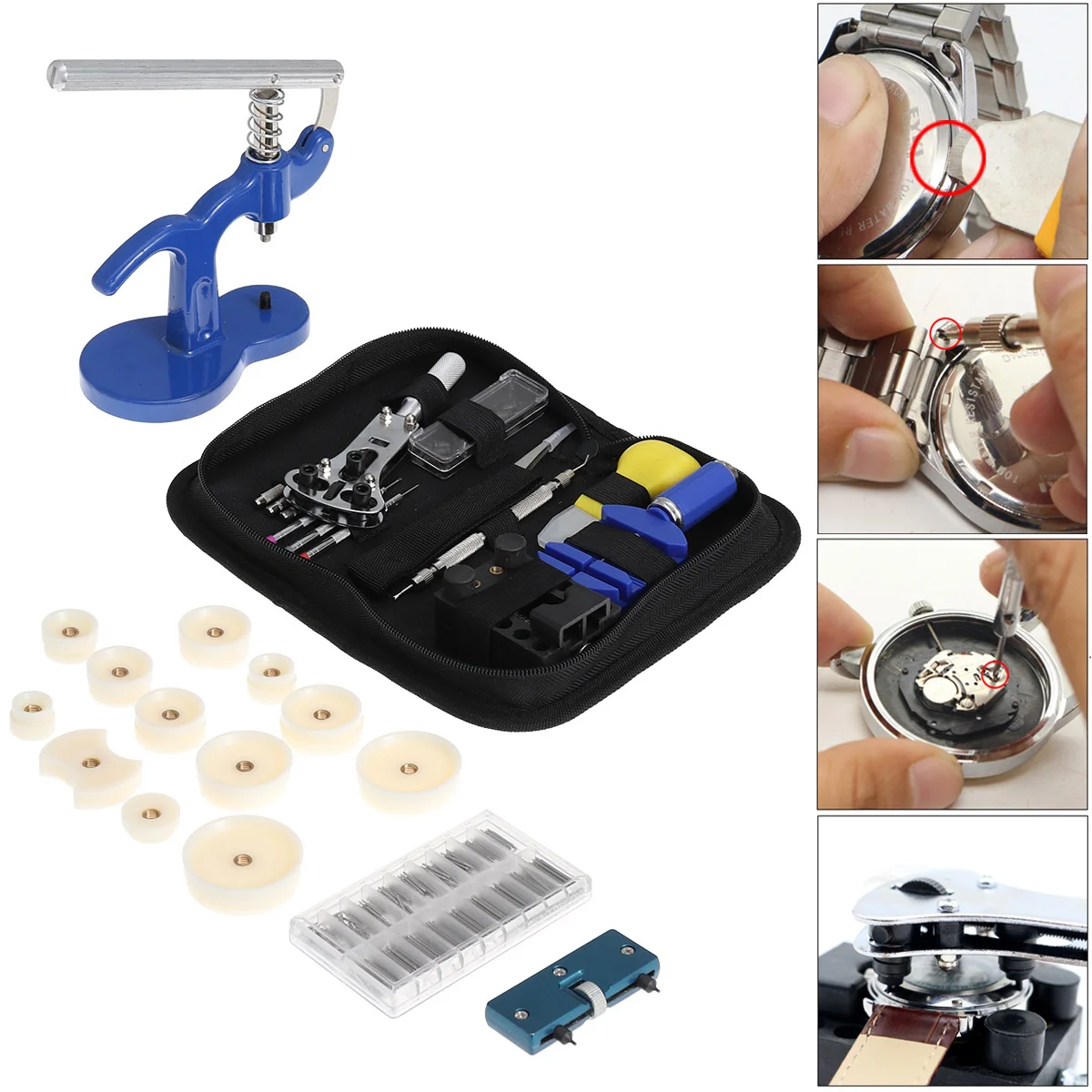 

409Pcs Watch Repair Tools Kit Spring Bar Remover Screwdrivers Tweezers Antimagnetic Watch Opener Clock Watchmaker Tools Parts