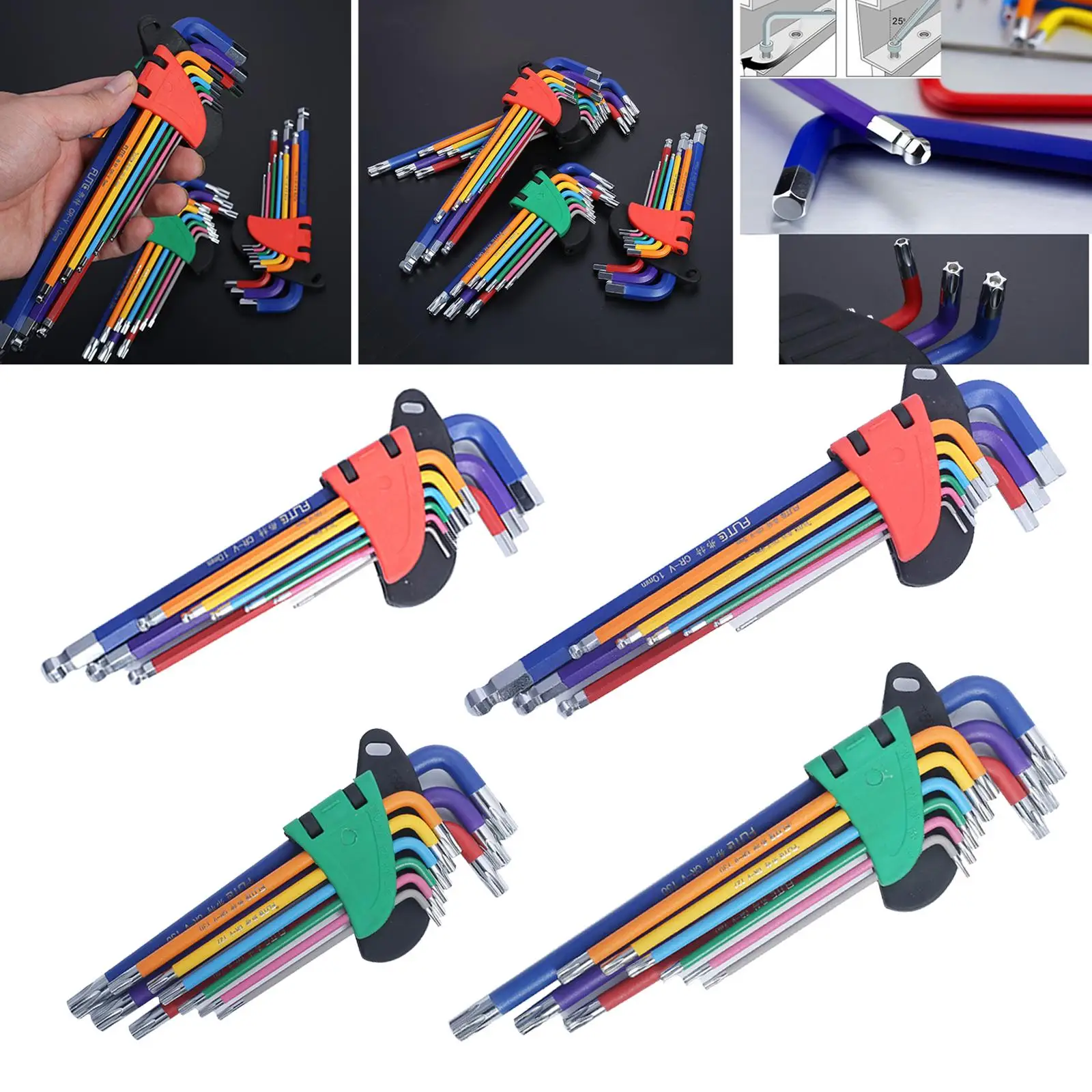 

Ball End Hexagon Key Allen Wrench 9 Piece Multicolour Hollow 10-mm Machine