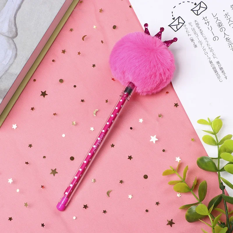 1PCS Creative Stationery Lovely Fur Plush Hair Ball Neutral Pen 0.7MM Water Signature Fluffy Creative Gel Pen Gel Pens