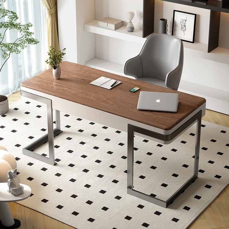 Retro style solid wood desk Italian minimalist walnut computer desk creative study
