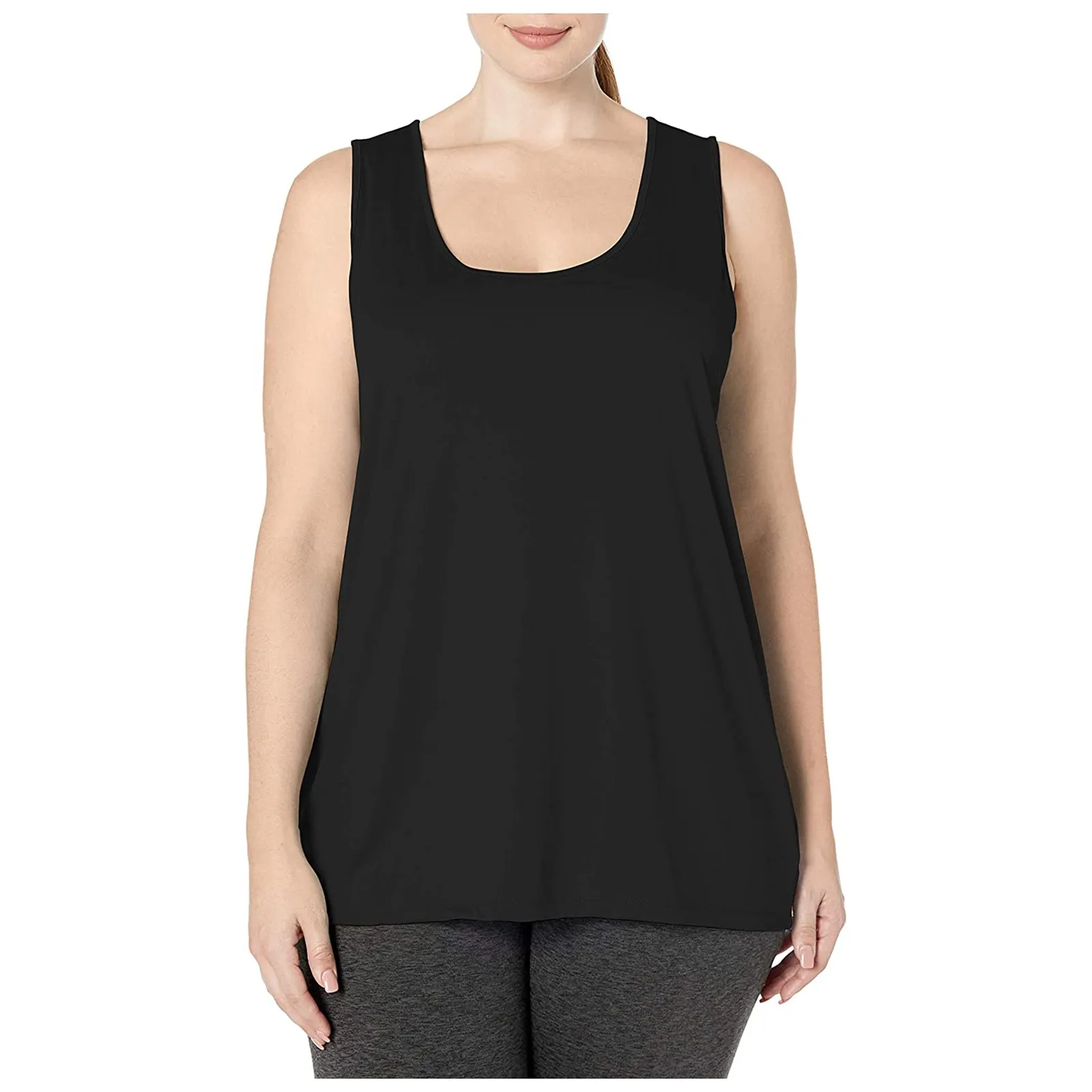 Damski Tank letni casualowy jednokolorowy luźny T-Shirt bez rękawów Plus Size Tank