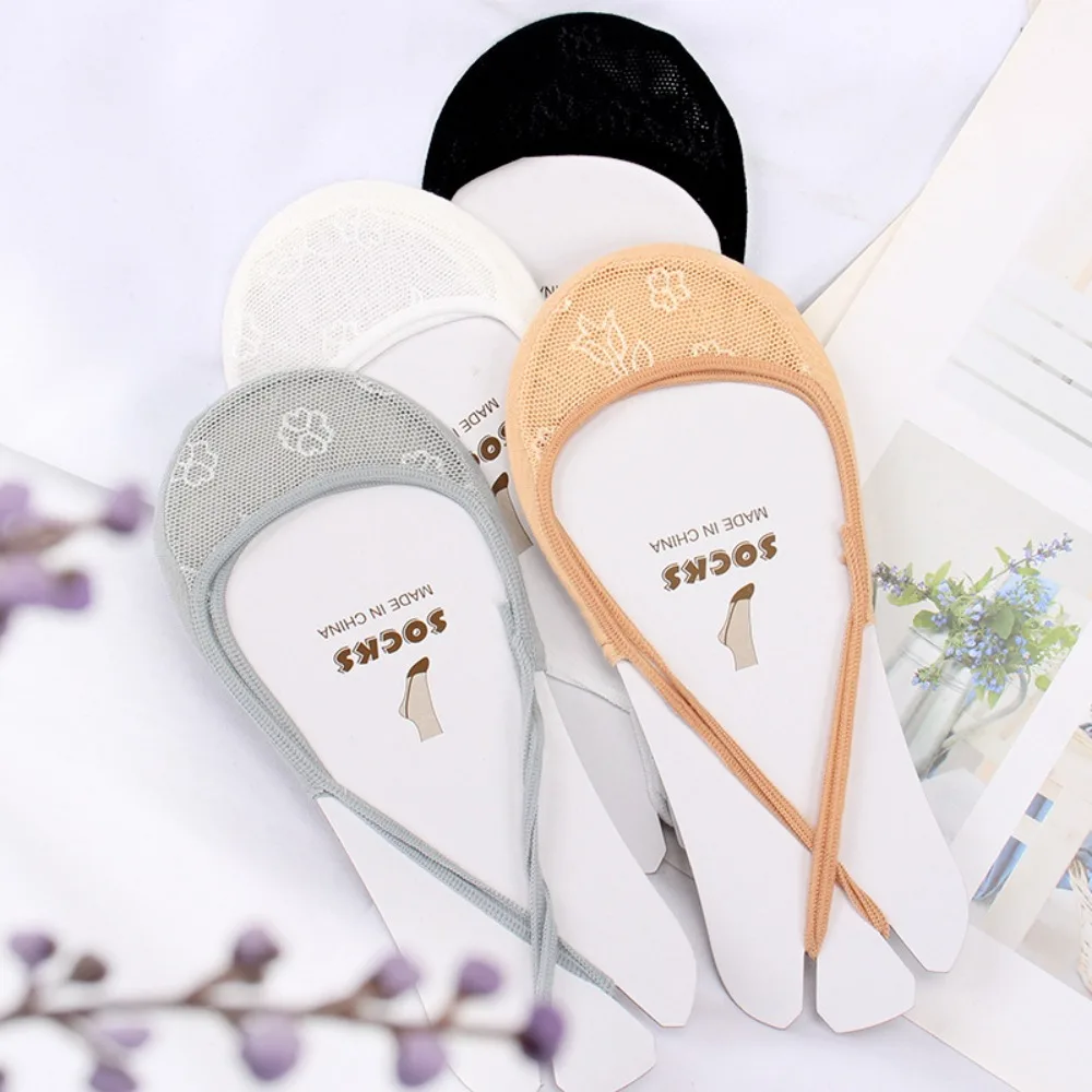 

Short Fashion Mesh Breathable Soild Color Invisible Women Sling Socks Half Boat Socks Lace Sock Slippers Ice Silk Socks