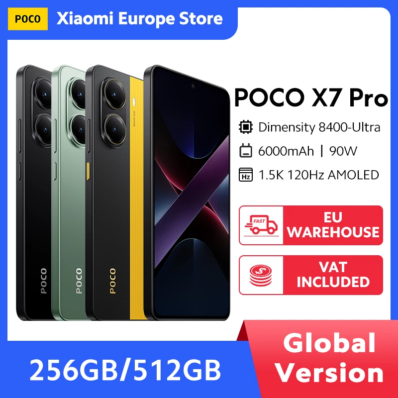 Neue poco x7 pro globale Version Smartphone Neigung 8400-ultra 90w 6000mah Batterie 50mp Kamera 6.67 "120hz Display ip68 nfc 5g