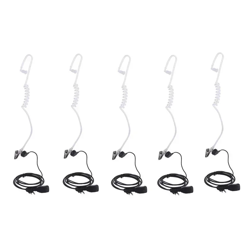 5PCS 2 Pin Security Surveillance Acoustic Air Tube Earpiece PTT Mic Headset for Motorola GP68 GP88 EP450 CP180 CP185 CP040 Radio