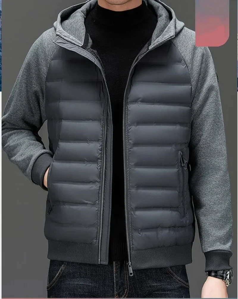 Men's Stylish Hooded Down Jacket 90% Goose Down Short Youth Coat High Quality Fashion Autumn Winter Regular Fit