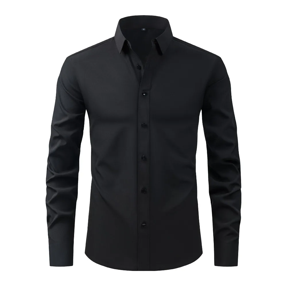 

Men's light and elastic large size non-ironing and anti-wrinkle long-sleeved cardigan long-sleeved shirt for business commuting