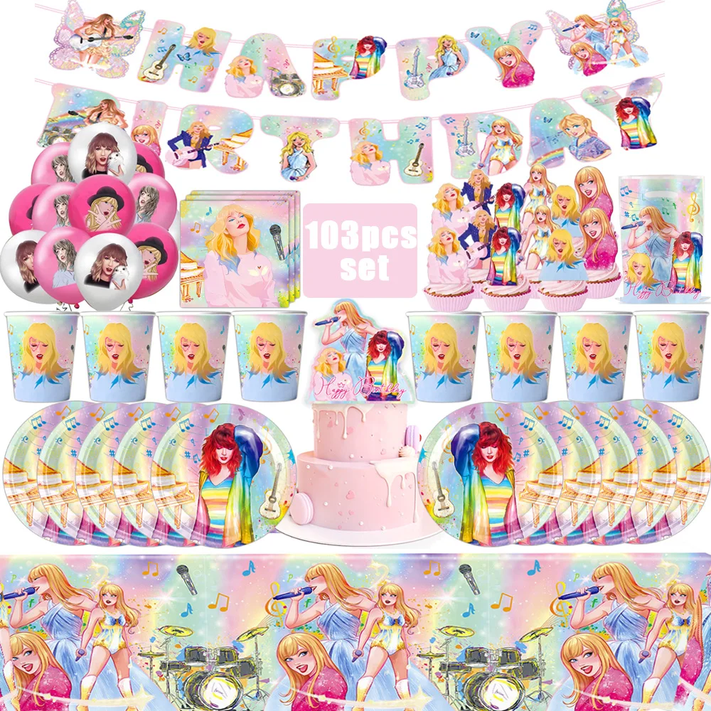 Star Singer Taylored Happy Birthday Party Dekoration Geschirr Mädchen Kuchendeckel Tischdecke Luftballons Babyparty Partyzubehör – Detail 2