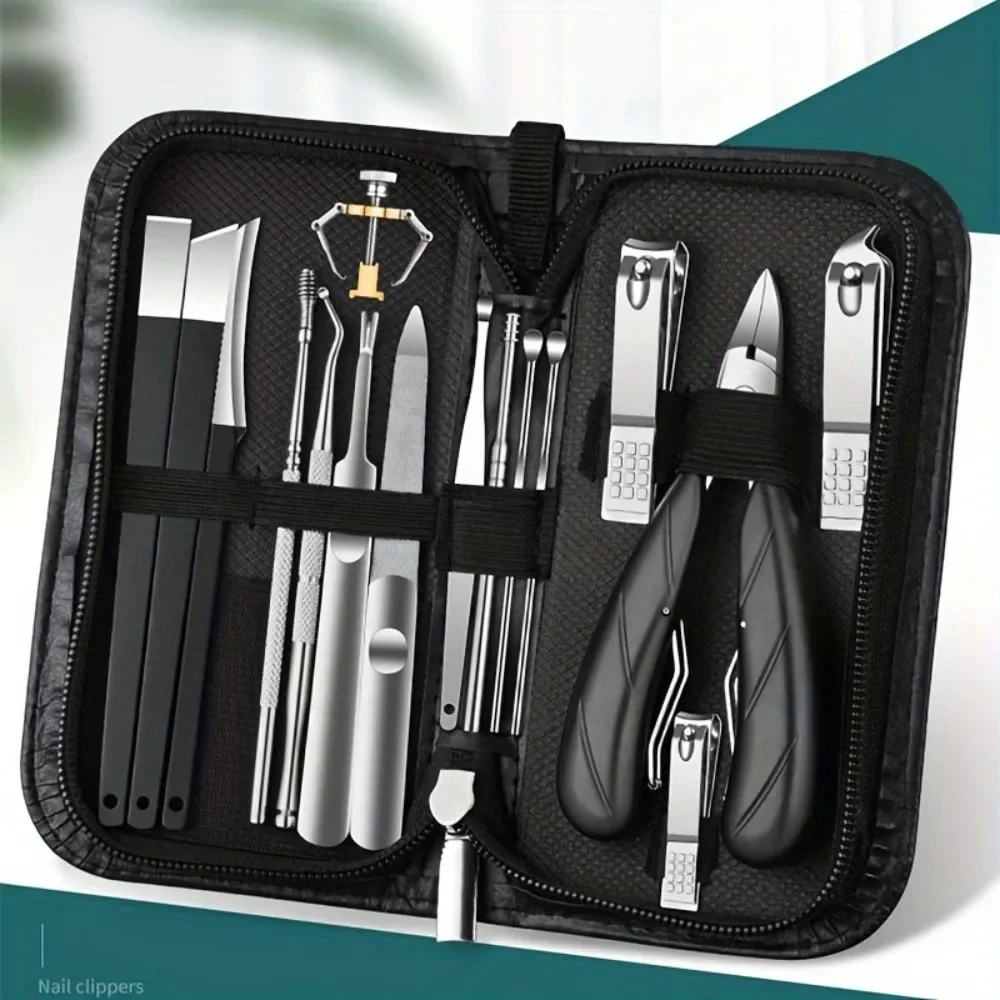 CMGF19pcs Stainless Steel Nail Scissor Set Full Set Nail Clippers Household Cuticle Nipper Manicure Tools Nail Clippers Manicure
