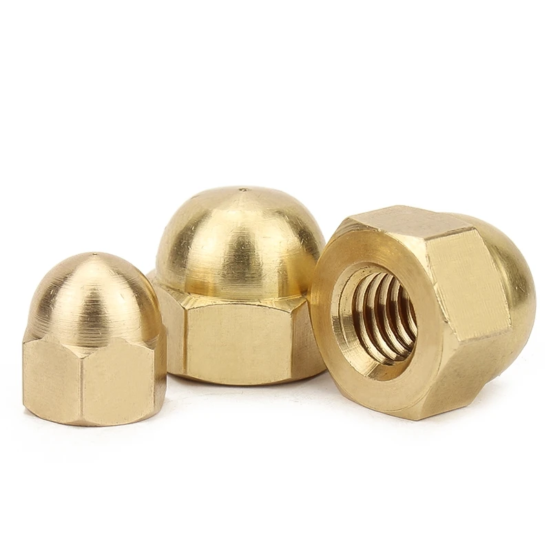 M3 M4 M5 M6 M8 M10 M12 Brass Cap Hex Nuts Decorative Dome Head Cover Semicircle Acorn Nut