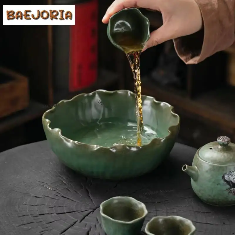 BAEJORIA Kiln Fambe Lotus Jianshui Tea Washing Basin Writing-brush Washer Water Washing Slag Tank Household Chaxi Decoration