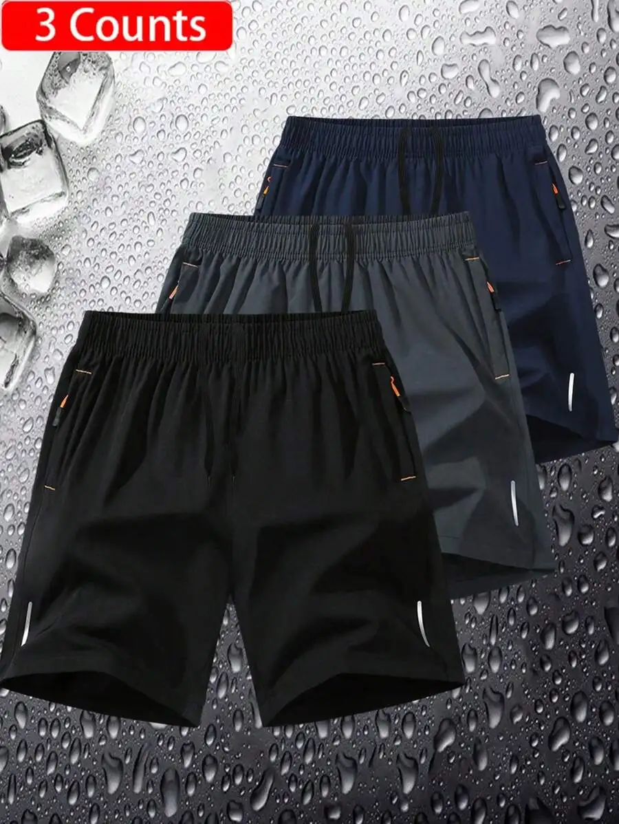 3-Pack Mens Quick-Dry Ice Silk Athletic Shorts For Running, Gym, Beach And Casual Summer Wear