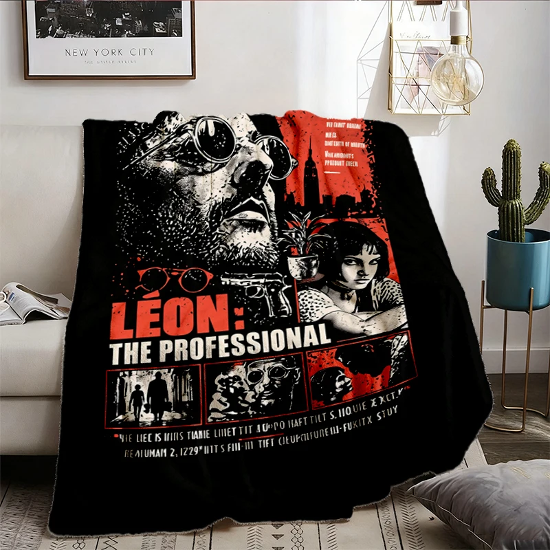Léon: The Professional Graphic Flannel Blanket Luc Besson Film Comfy Blanket 90s Cult Action Movie Soft Blanket