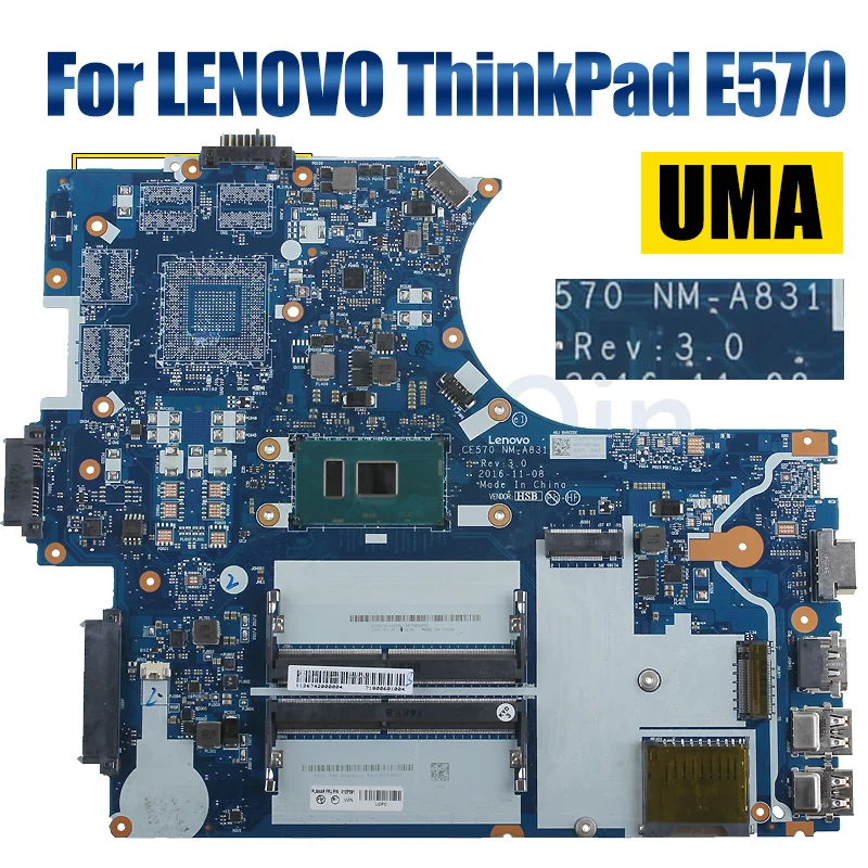 Imagem -03 - Placa-mãe para Lenovo Thinkpad E570 Laptop Mainboard Nm-a831 3865 i3 i5 i7 7th Gen Gtx940m 2g 01ep405 01hw724