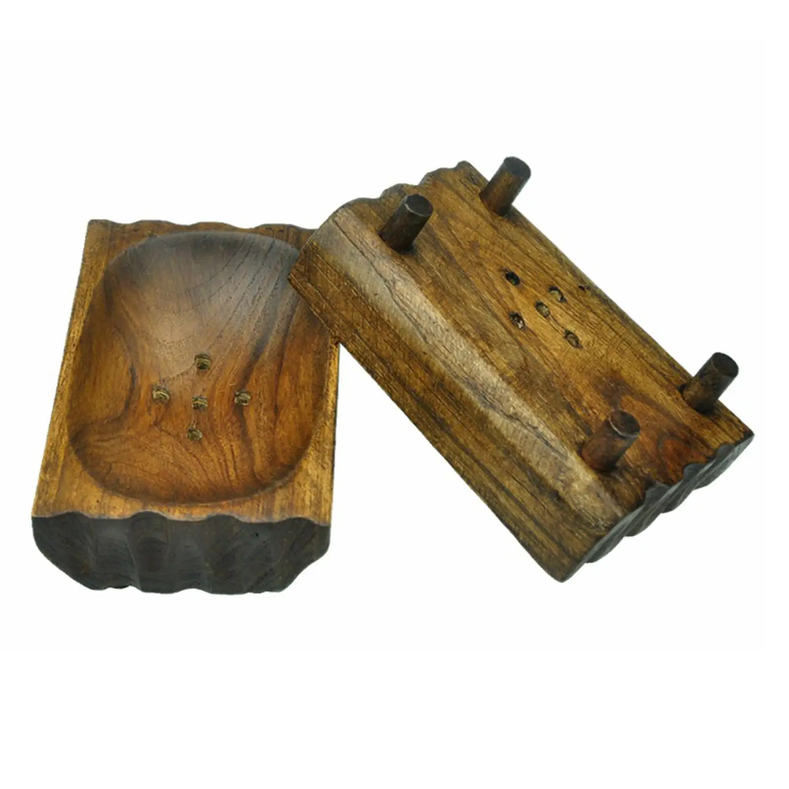 Wood Soap Holder Soap Tray Soap Stand Self Draining for Bathroom Sink Countertop