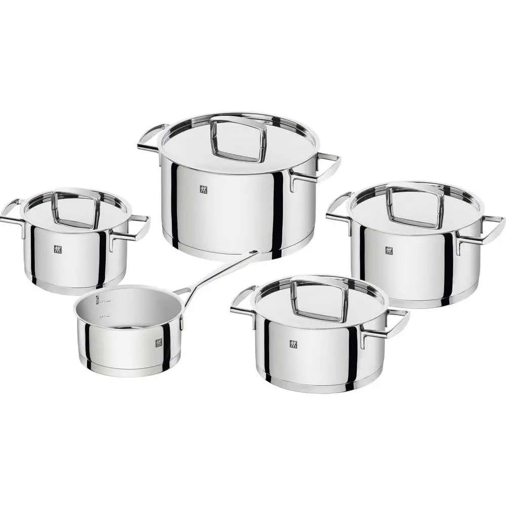 

5-Piece Stainless Steel Pot Set with 4 Lids, Induction Compatible, Passionate Design