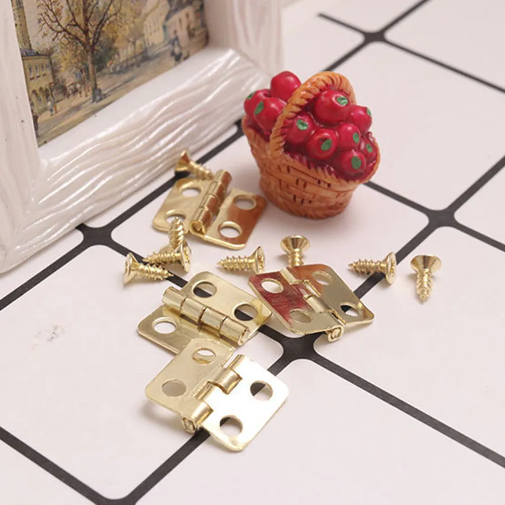 

1Set Miniature Hinge Brass Small Folding Metal Hinge for Mini House DIY Decoration Mini Furniture Accessories Repairing Hinges