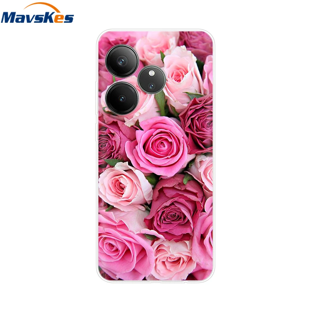 For Realme GT 6T Case Soft TPU Clear Painted Back Cover For Realme GT 6 Case GT6 6T Transparent Bumper RealmeGT6 Cute Protector