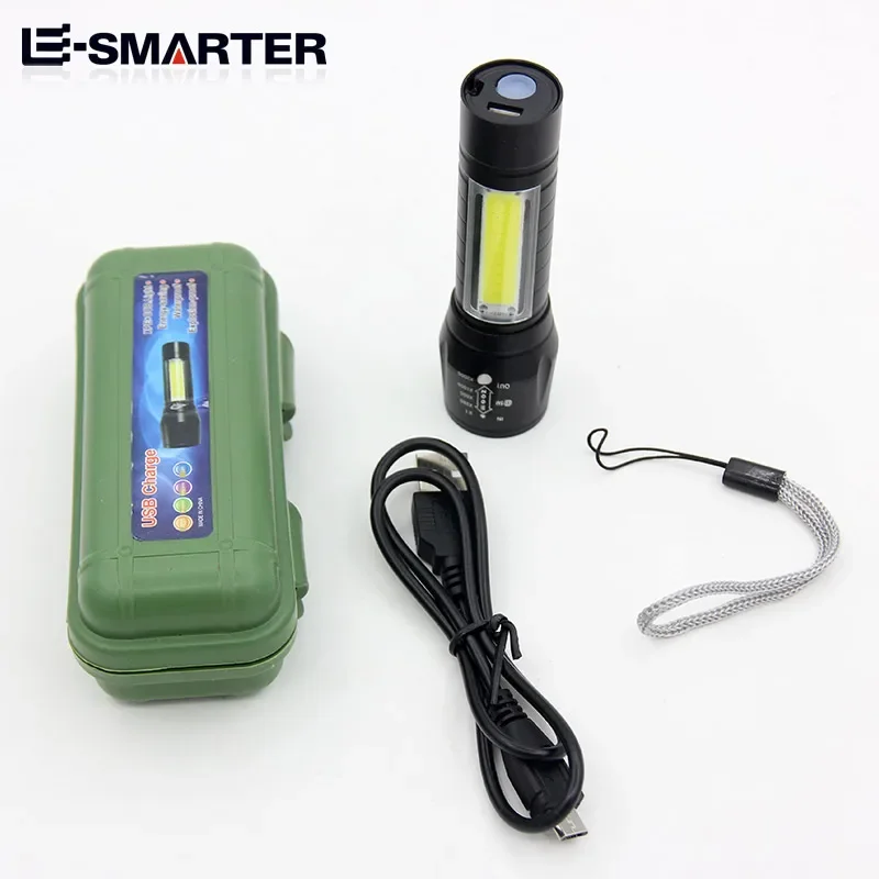 ESMARTER Outdoor Flashlight Built-in Lithium Battery Strong Lighting Tool Small Mobile Lighting Tools Suitable for Night Fishing