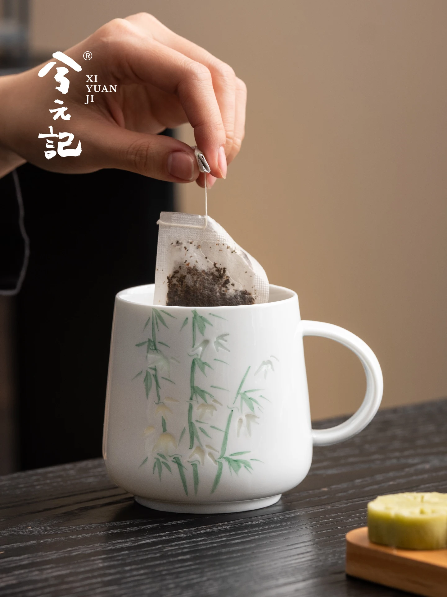 Hand-Painted Jade Porcelain Exquisite Coffee Cup Household High-Grade Ceramic Water Personal Dedicated