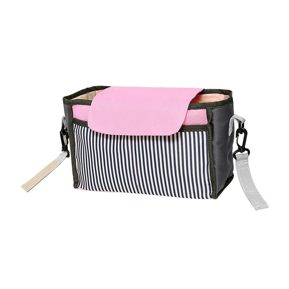Waterproof Baby Stroller Organizer Bag Large Capacity Hanging Storage for Diapers Milk Bottle Tissue Cup Holder Pocket Black
